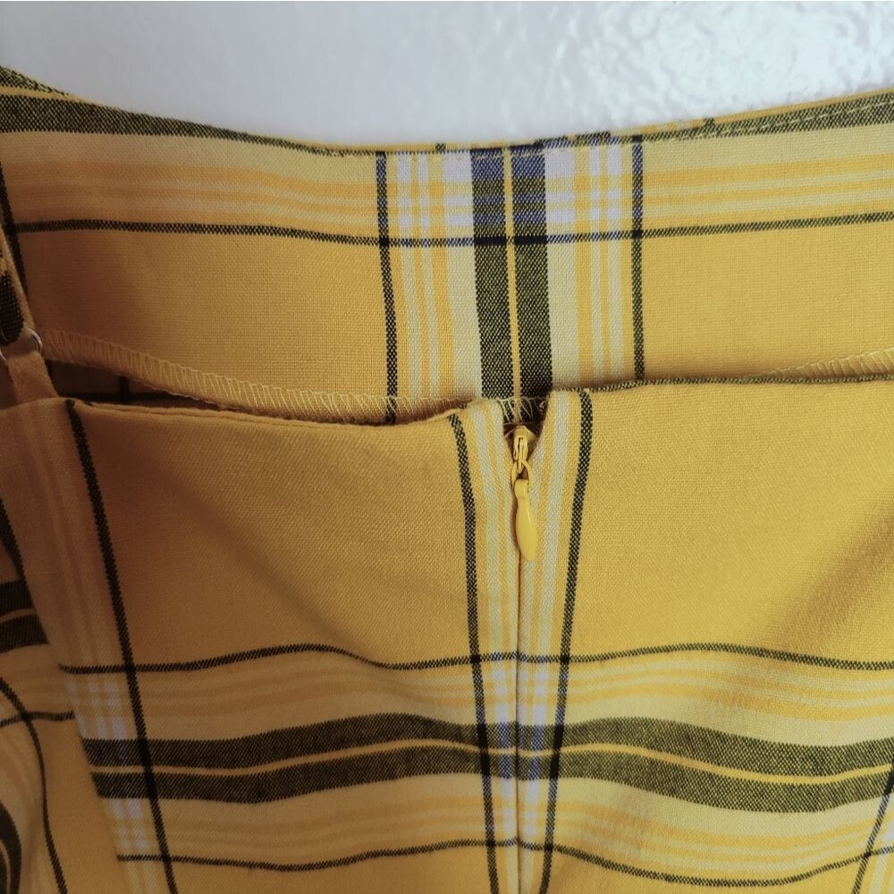 Forever 21 Yellow Plaid 90s Clueless Style Shift Mini Dress, Size M - Picture 5 of 10